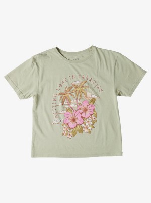 Girls' Roxy Hibiscus Paradise Oversized Boyfriend T-shirts | 91573-ACYP