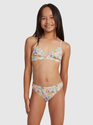 Girls' Roxy Nostalgic Seaside Two Piece Triangle Set Swimwear | 49287-MVZU