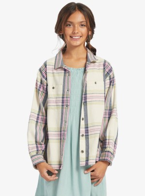 Girls' Roxy Something Beautiful Plaid Oversized Tops | 50982-ICMV