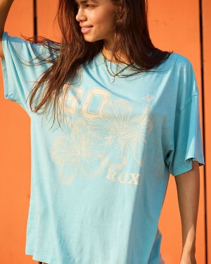 Roxy Hibiscus Collegiate Oversized T-shirts | 43567-LHQS