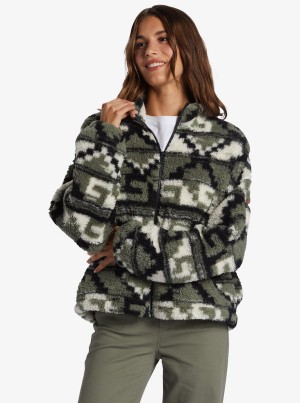 Roxy Off The Wave Sherpa Printed Full-Zip Fleece Hoodie | 74309-LJVY