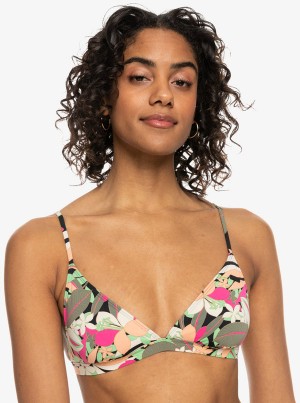 Roxy Printed Beach Classics Fixed Triangle Bikini Tops | 01837-PAKU