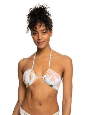 Roxy Printed Beach Classics Triangle Bikini Tops | 32170-ASIX