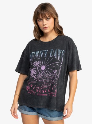 Roxy Sunny Days Washed Oversized T-shirts | 21790-GZAY