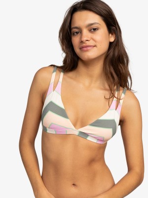 Roxy Vista Stripe Fixed Triangle Bikini Tops | 90826-XHOJ