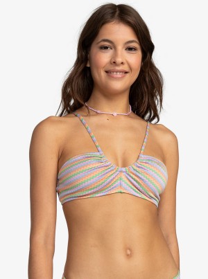 Roxy Wavy Stripe Fashion Bralette Bikini Tops | 15634-USWK