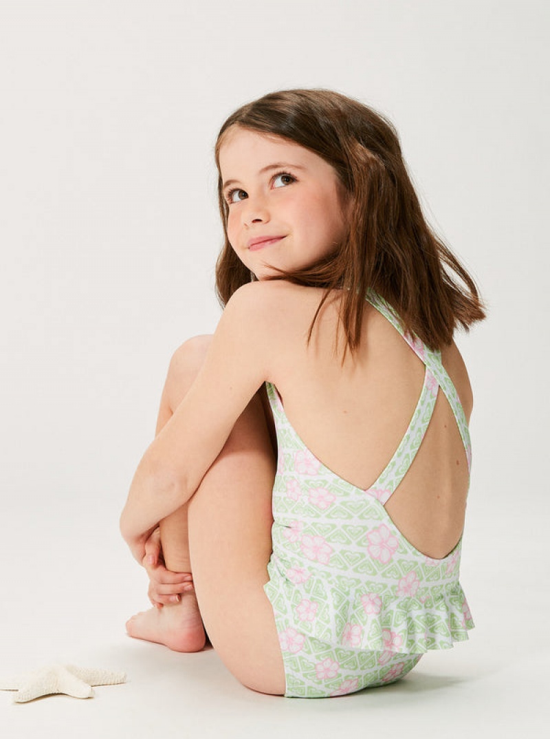 Girls' Roxy Hibiline One-Piece Swimwear | 46729-IVMH