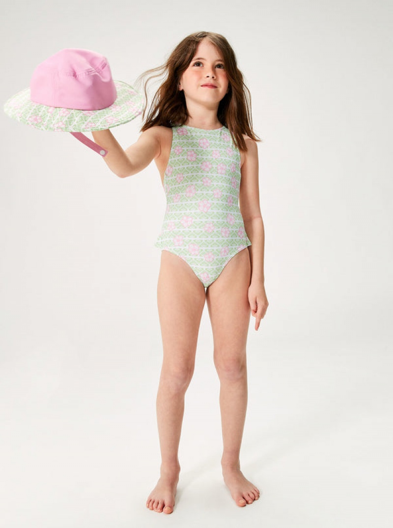 Girls' Roxy Hibiline One-Piece Swimwear | 46729-IVMH