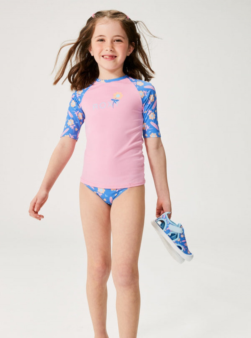 Girls' Roxy Lorem Short-Sleeve Rashguard Set Swimwear | 83741-SQJN