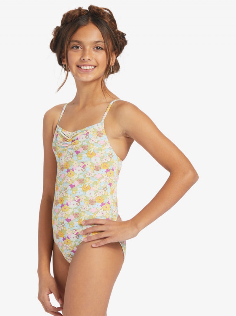 Girls' Roxy Nostalgic Seaside Long-Sleeve Swimwear | 52304-QVAM