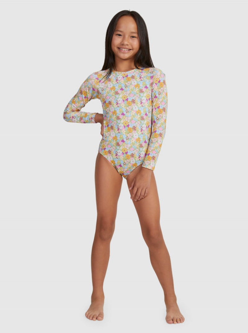 Girls' Roxy Nostalgic Seaside Long-Sleeve Swimwear | 52304-QVAM