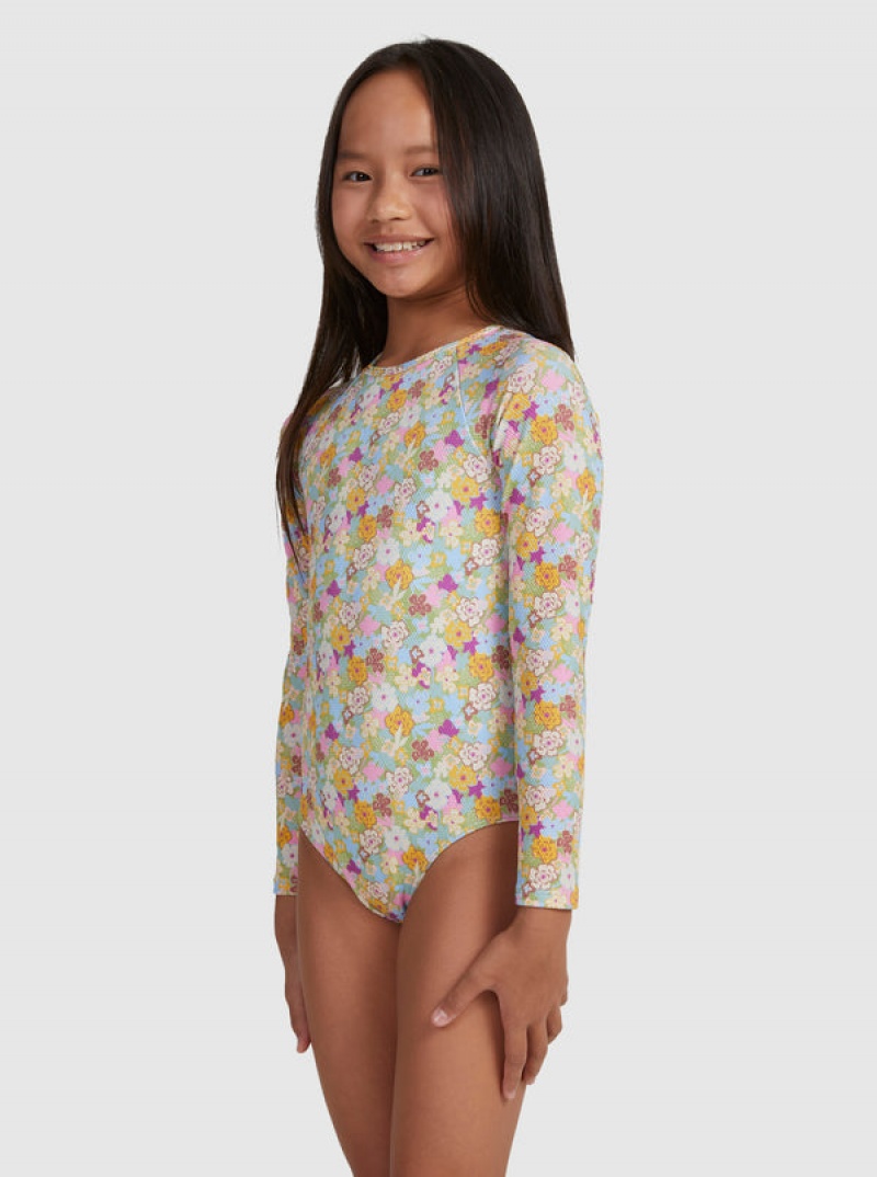 Girls' Roxy Nostalgic Seaside Long-Sleeve Swimwear | 52304-QVAM