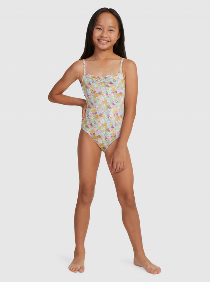 Girls' Roxy Nostalgic Seaside One-Piece Swimwear | 90376-OKDA