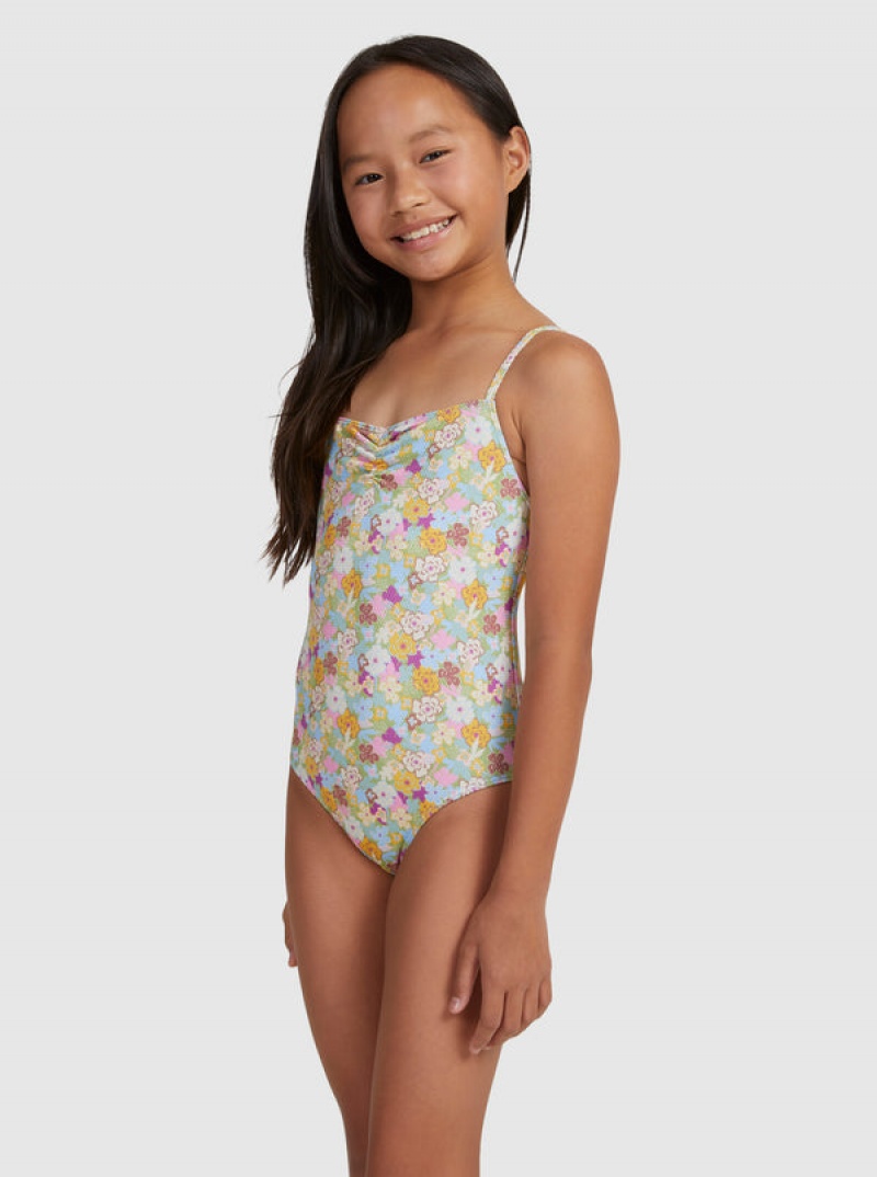 Girls' Roxy Nostalgic Seaside One-Piece Swimwear | 90376-OKDA