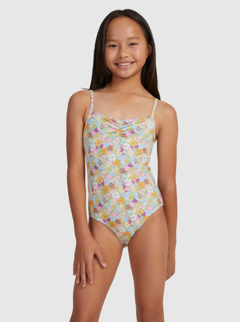 Girls' Roxy Nostalgic Seaside One-Piece Swimwear | 90376-OKDA