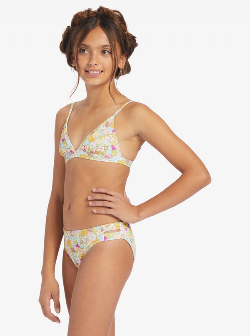 Girls' Roxy Nostalgic Seaside Two Piece Triangle Set Swimwear | 49287-MVZU