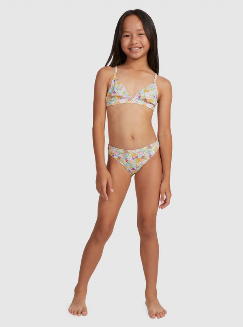 Girls' Roxy Nostalgic Seaside Two Piece Triangle Set Swimwear | 49287-MVZU