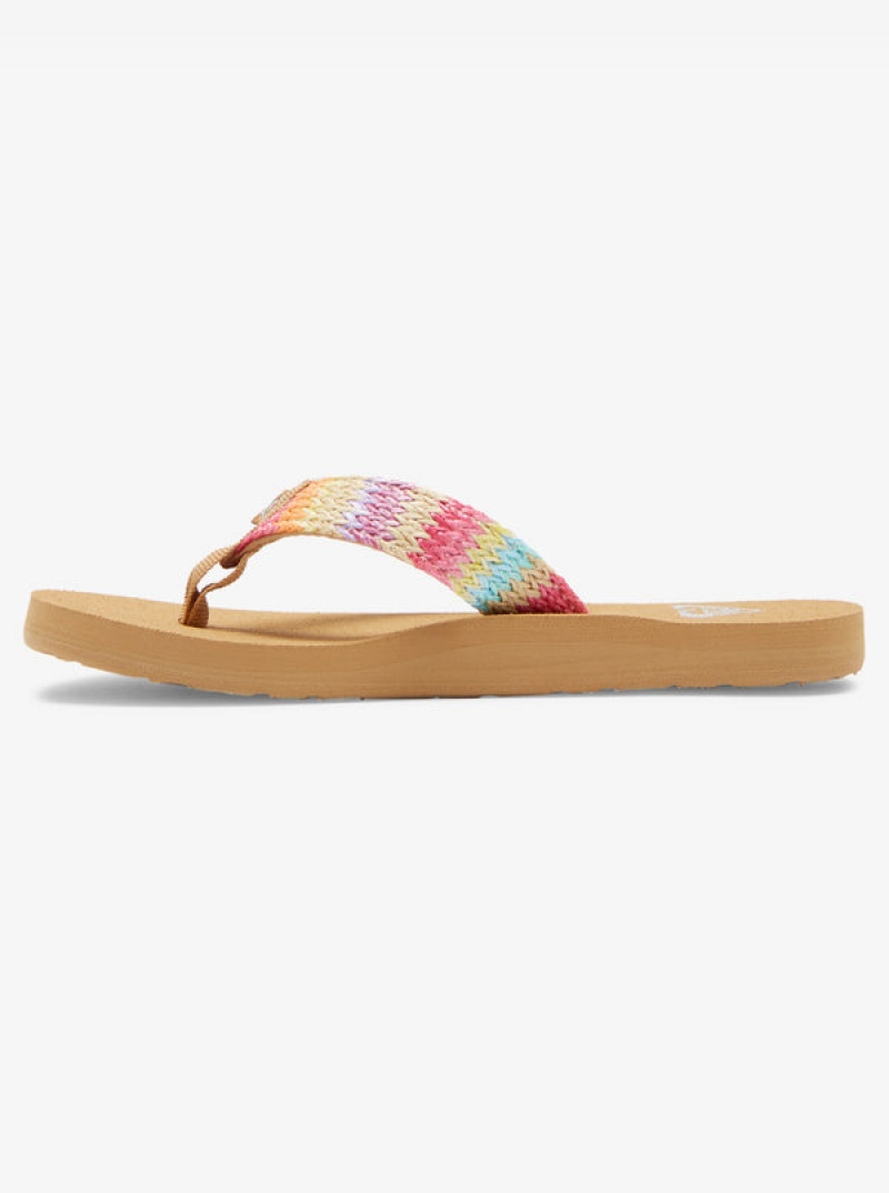 Girls' Roxy Porto Raffia Flip Flops | 58246-YLBO