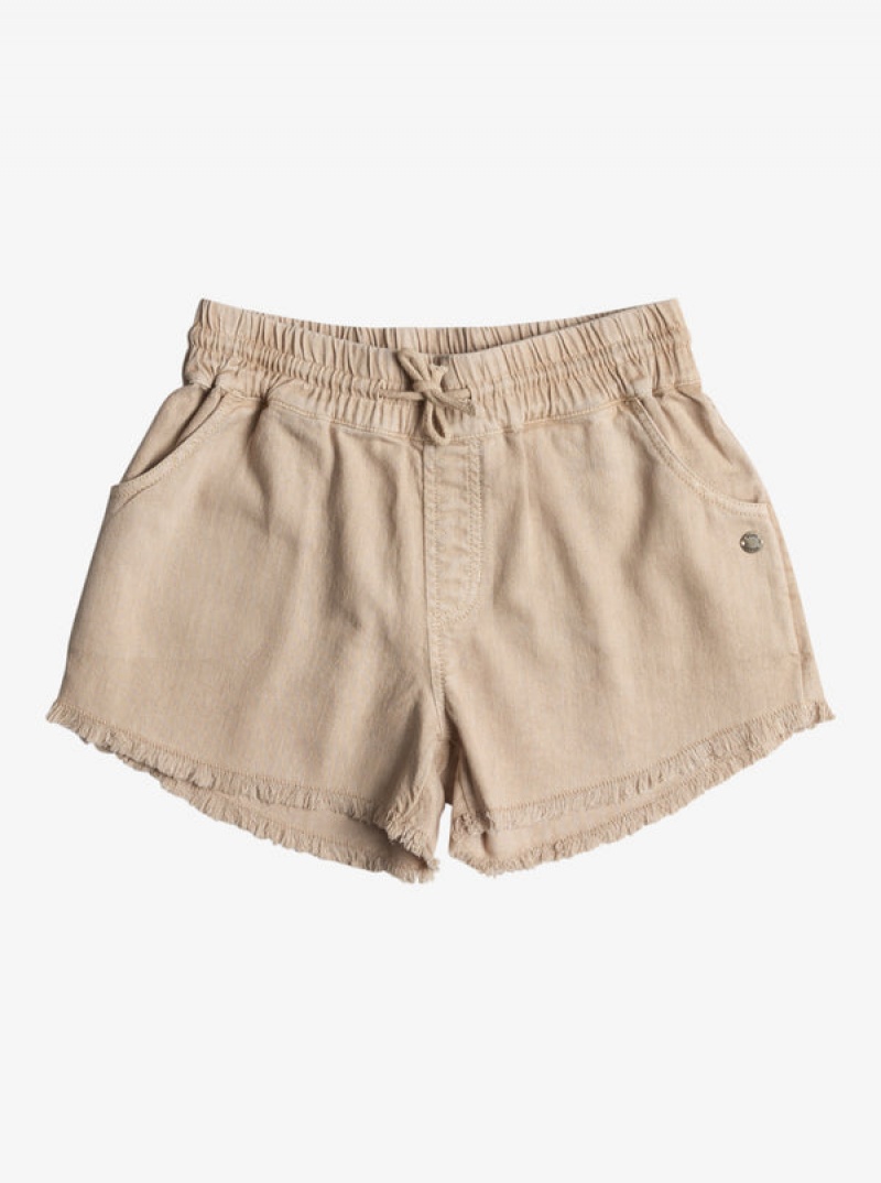 Girls\' Roxy Scenic Route Twill Shorts | 18467-DFER