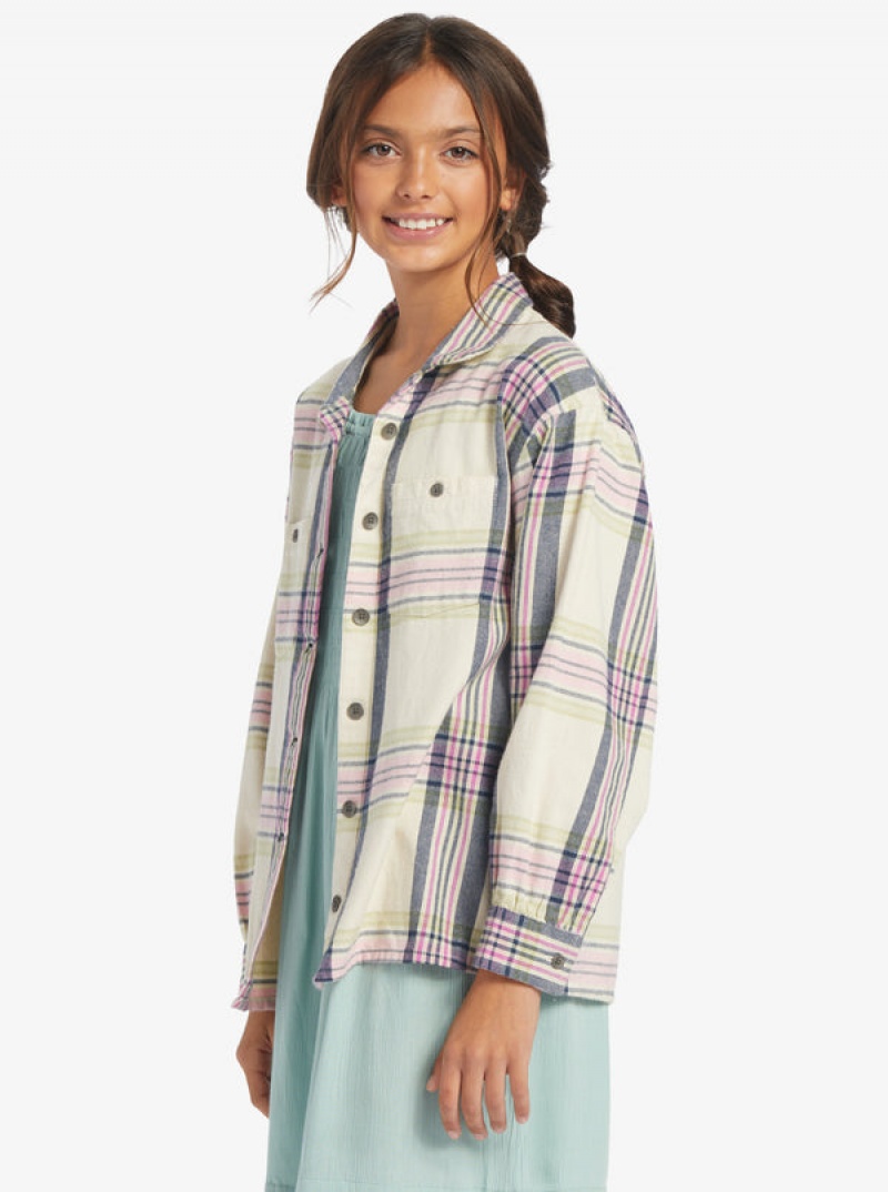 Girls' Roxy Something Beautiful Plaid Oversized Tops | 50982-ICMV