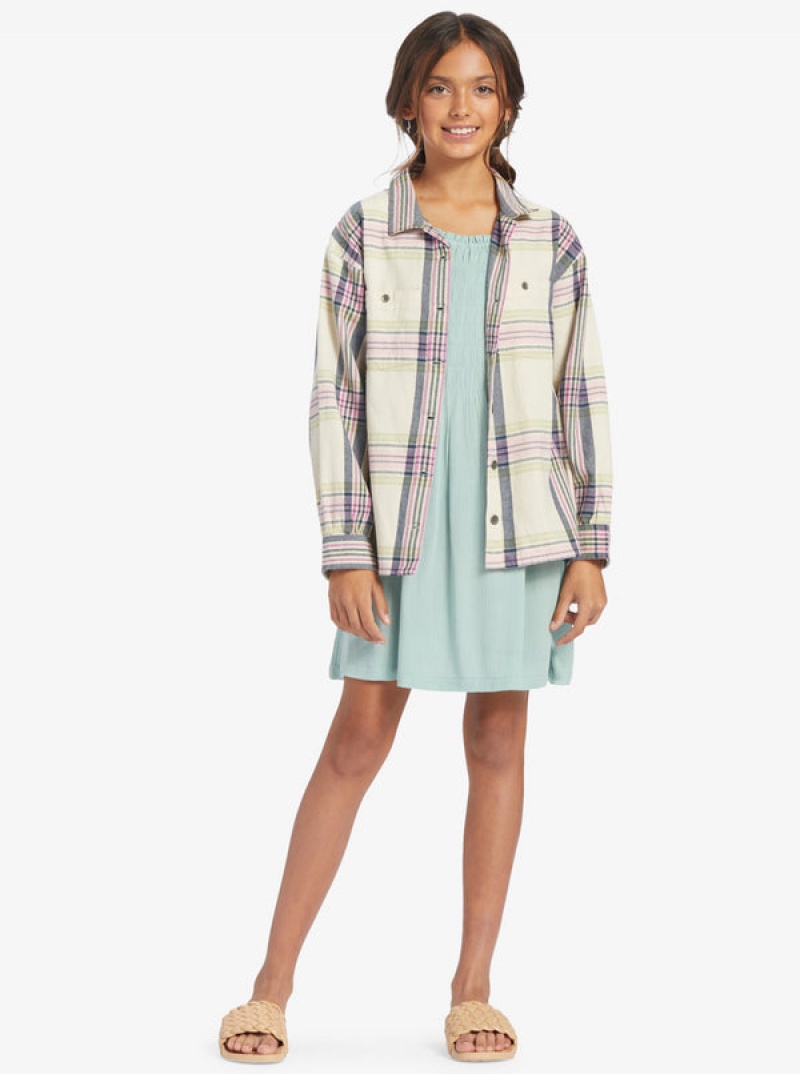 Girls' Roxy Something Beautiful Plaid Oversized Tops | 50982-ICMV