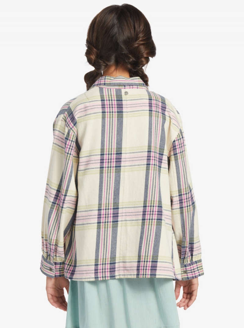 Girls' Roxy Something Beautiful Plaid Oversized Tops | 50982-ICMV