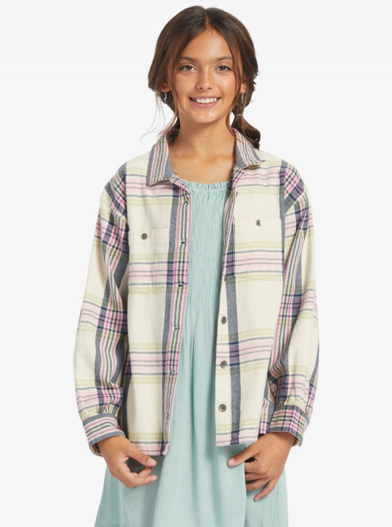 Girls\' Roxy Something Beautiful Plaid Oversized Tops | 50982-ICMV