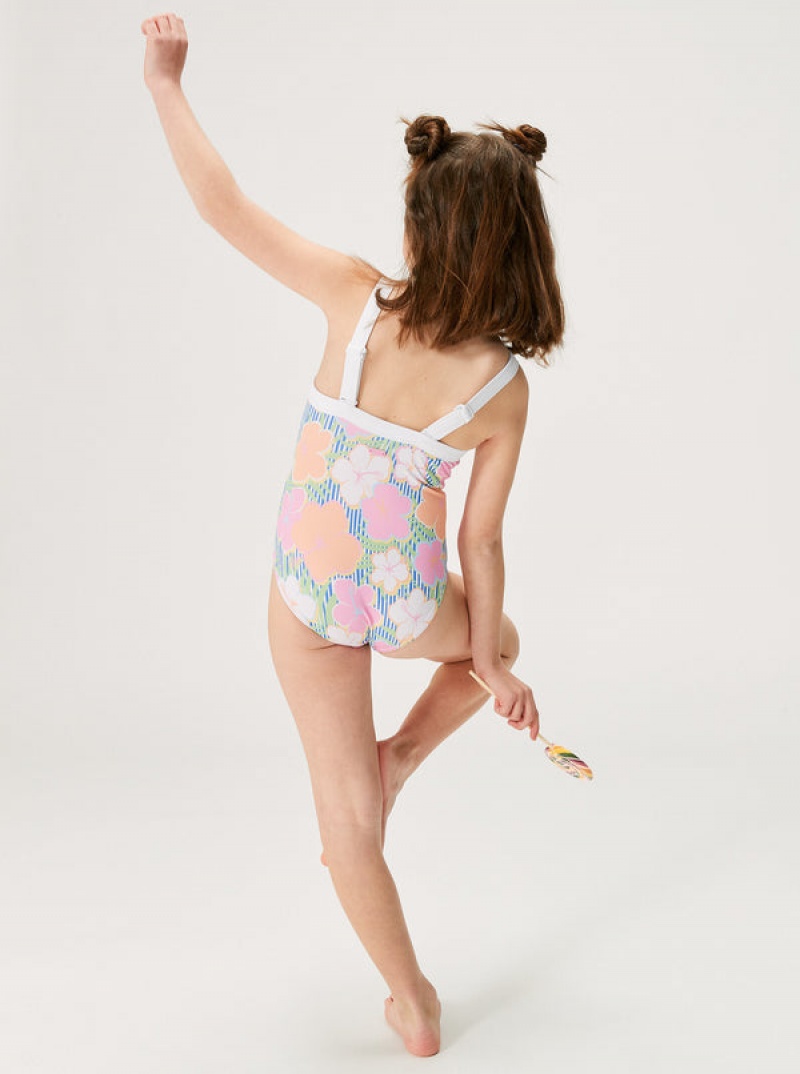 Girls' Roxy Tiny Flower One-Piece Swimwear | 49785-YRHO