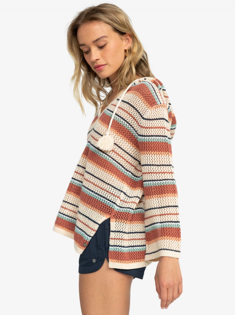 Roxy After Beach Break Stripe Poncho Sweaters | 95486-AESX