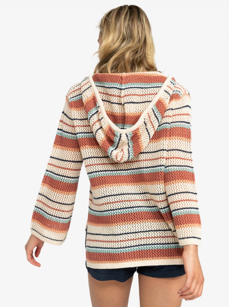 Roxy After Beach Break Stripe Poncho Sweaters | 95486-AESX