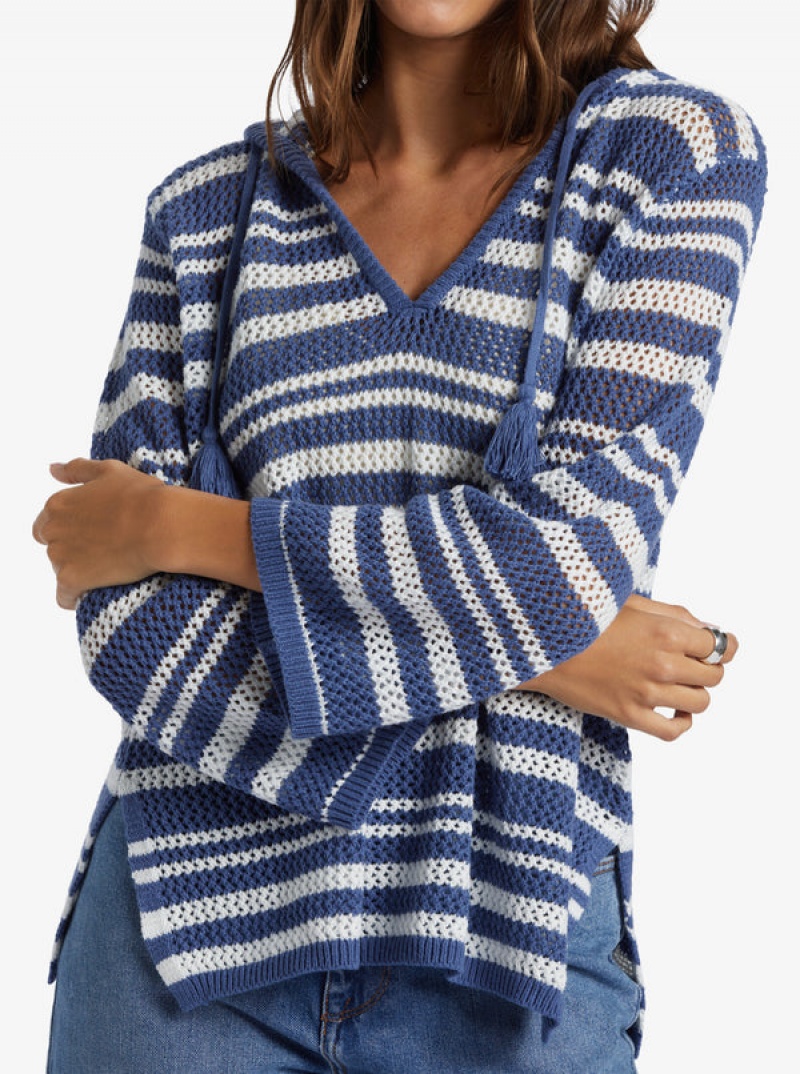 Roxy After Beach Break Stripe V-Neck Sweaters | 24165-AJRC