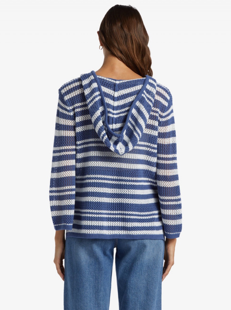 Roxy After Beach Break Stripe V-Neck Sweaters | 24165-AJRC