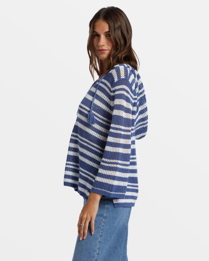 Roxy After Beach Break Stripe V-Neck Sweaters | 24165-AJRC