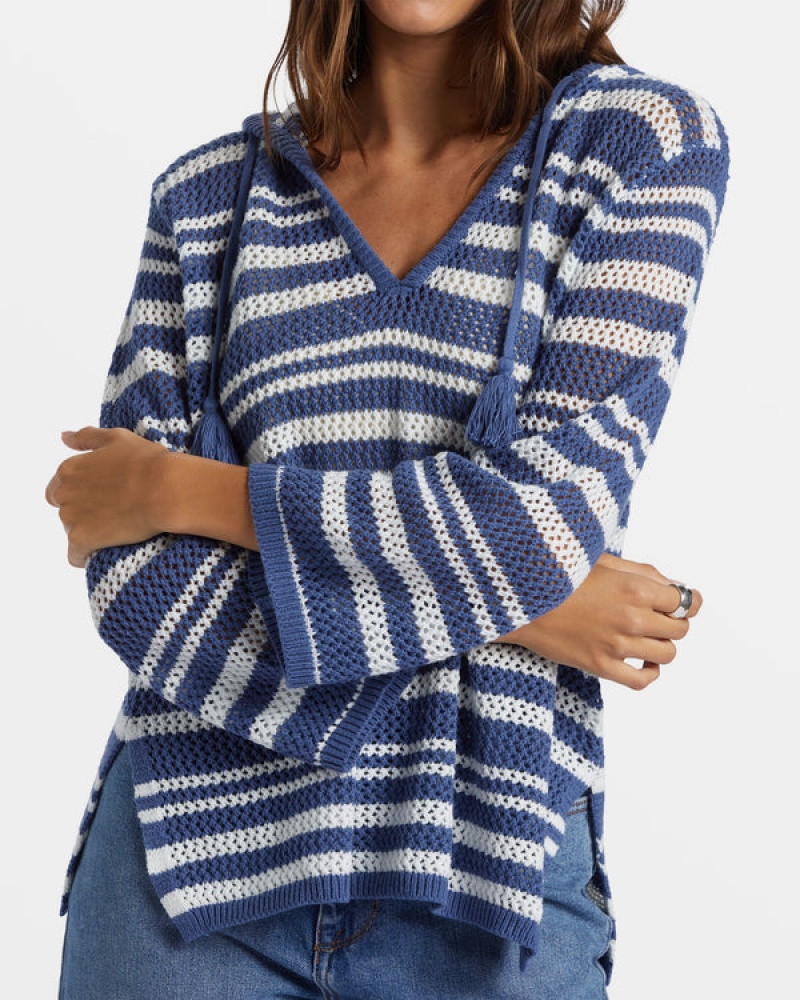 Roxy After Beach Break Stripe V-Neck Sweaters | 24165-AJRC