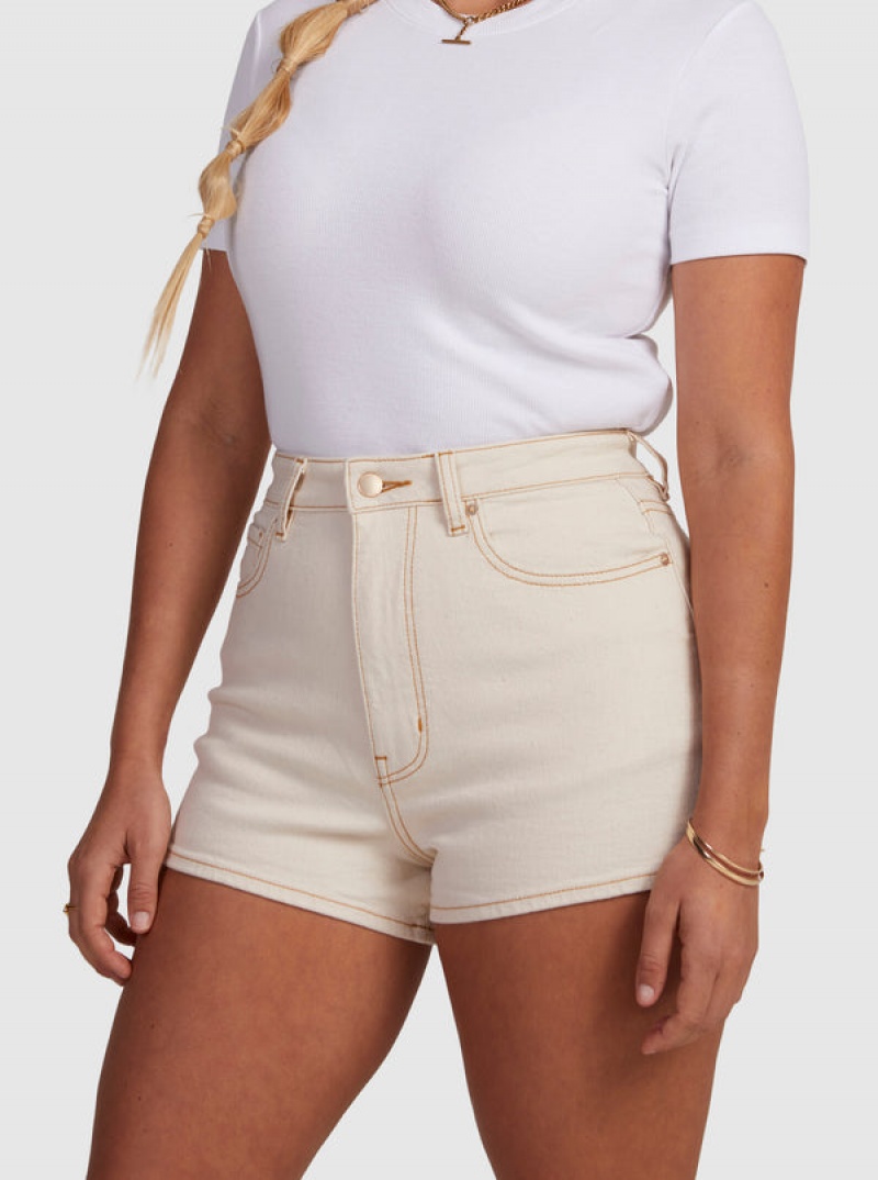 Roxy Chlo Natural Denim Shorts | 98653-FSBQ