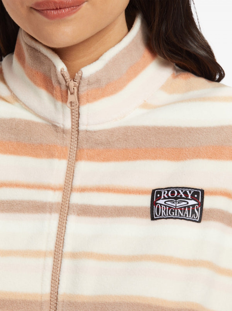 Roxy Dawn To Dusk Full Zip Stripe Zip-Up Fleece Hoodie | 71486-DLOI