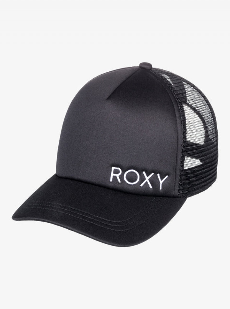 Roxy Finishline 2 Black Trucker Hats | 62835-URNI