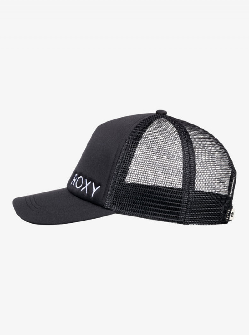 Roxy Finishline 2 Black Trucker Hats | 62835-URNI