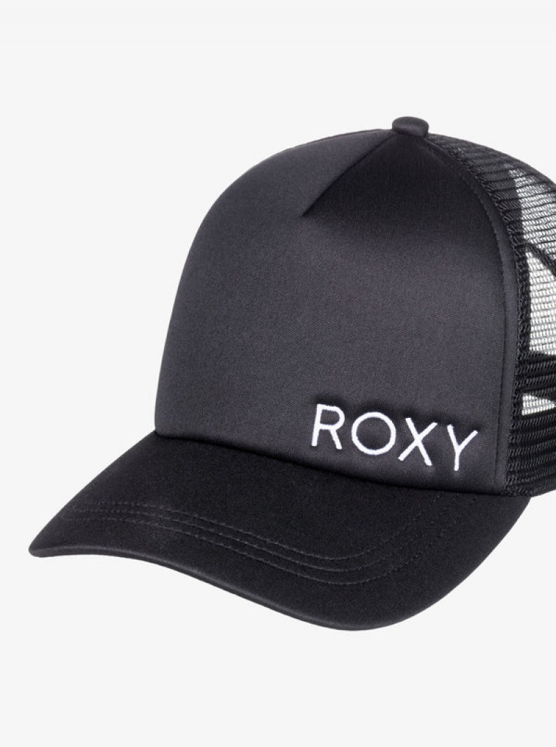 Roxy Finishline 2 Black Trucker Hats | 62835-URNI