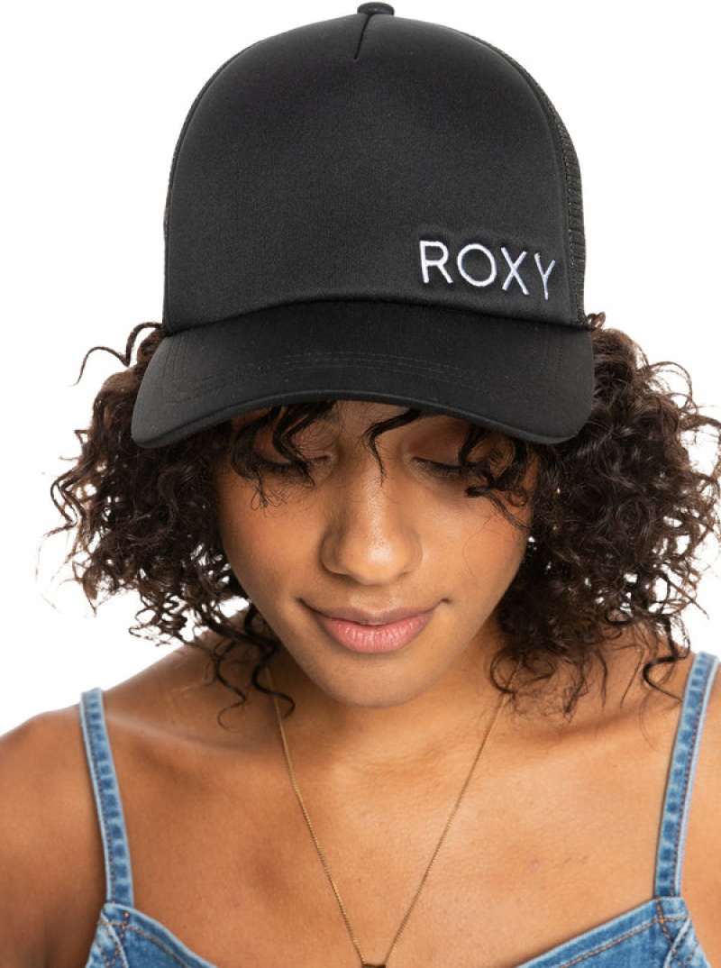 Roxy Finishline 2 Black Trucker Hats | 62835-URNI