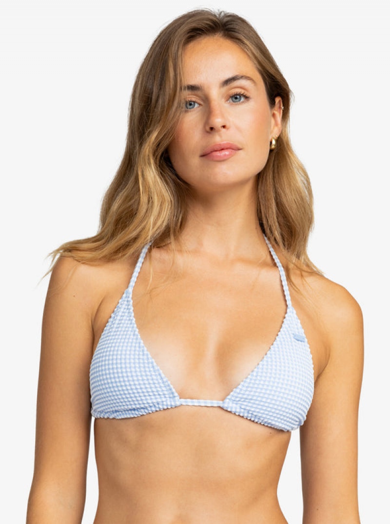 Roxy Gingham Tiki Triangle Bikini Tops | 70965-AOBN