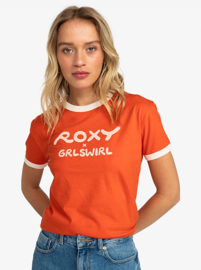 Roxy Grl Swirl Ringer T-shirts | 67501-TQLX