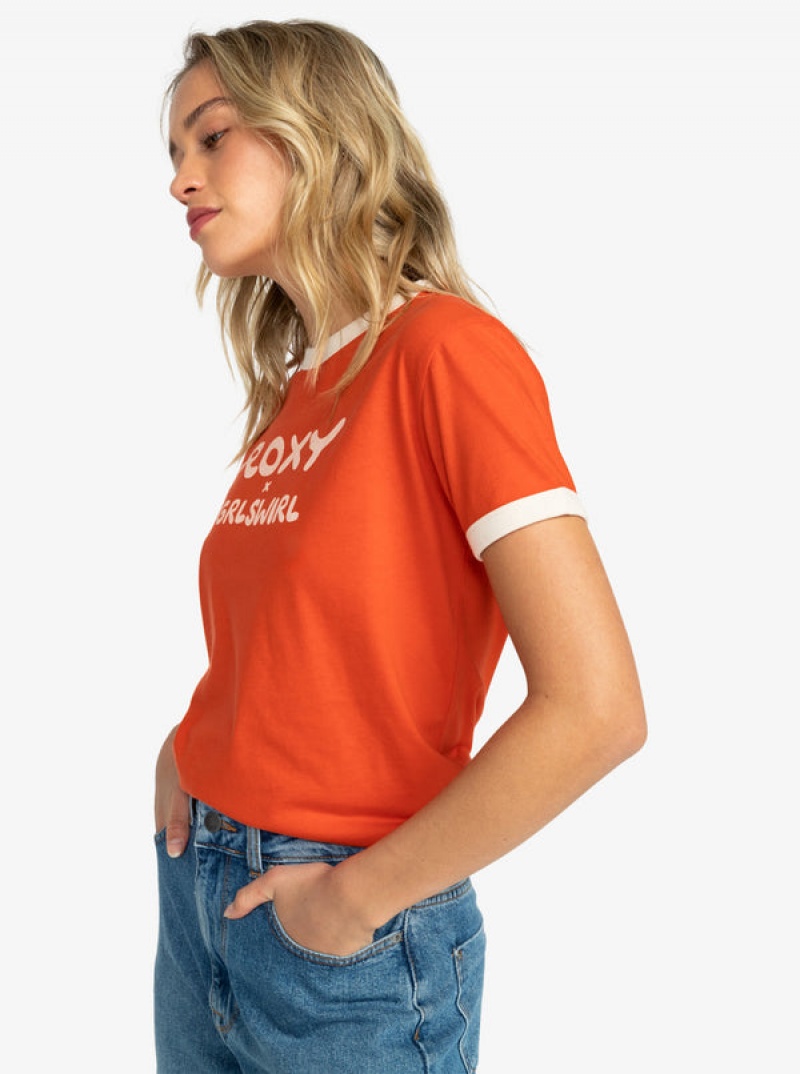 Roxy Grl Swirl Ringer T-shirts | 67501-TQLX