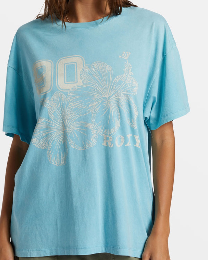 Roxy Hibiscus Collegiate Oversized T-shirts | 43567-LHQS