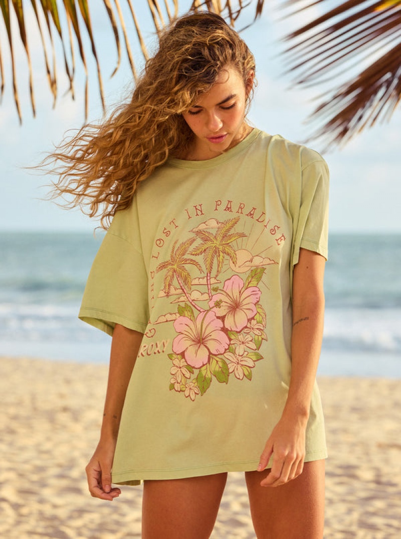 Roxy Hibiscus Paradise Oversized Boyfriend T-shirts | 48379-NTOE