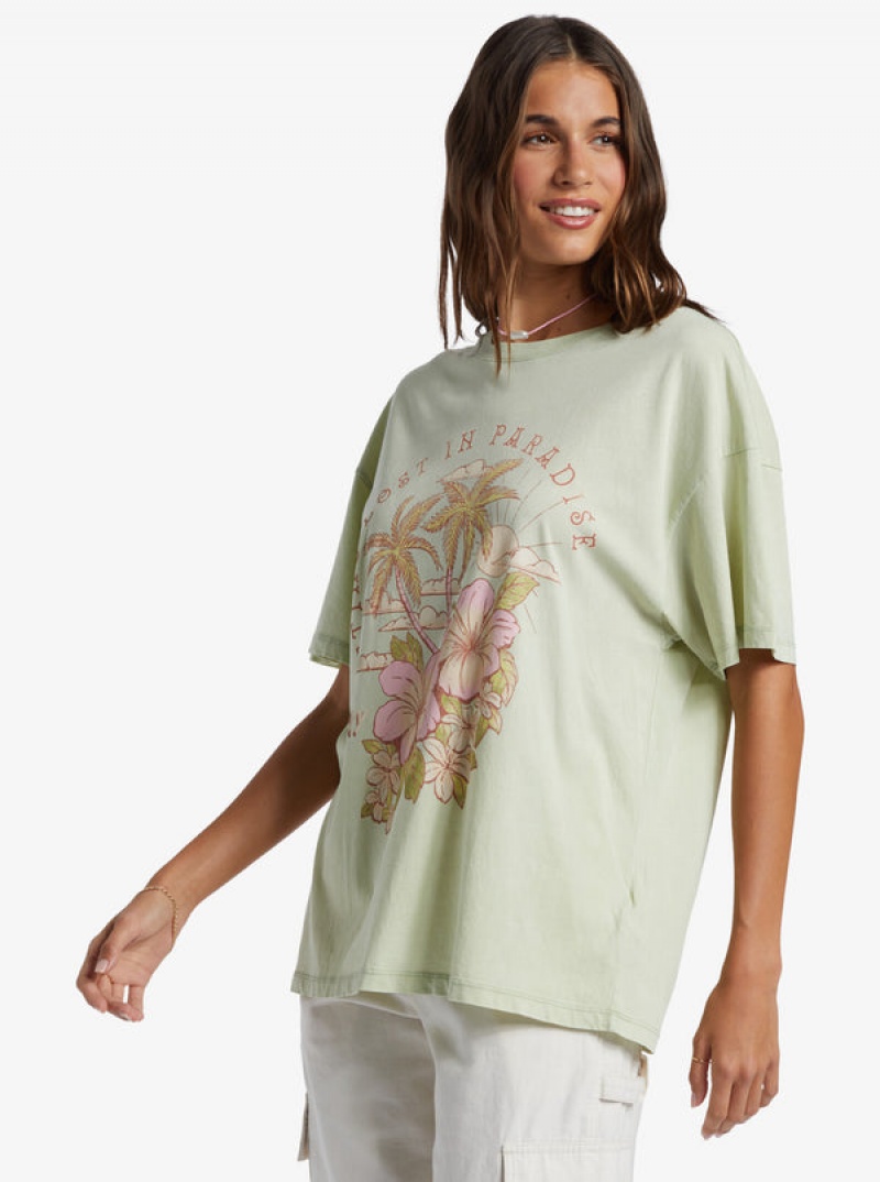 Roxy Hibiscus Paradise Oversized Boyfriend T-shirts | 48379-NTOE