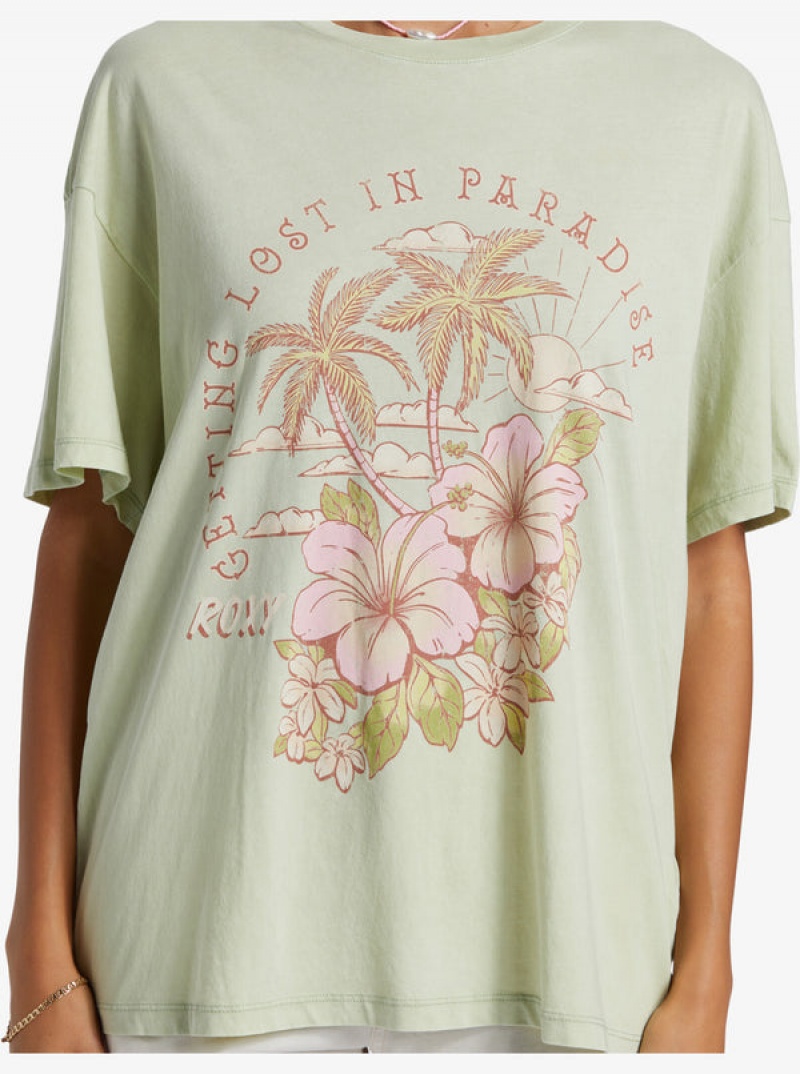 Roxy Hibiscus Paradise Oversized Boyfriend T-shirts | 48379-NTOE