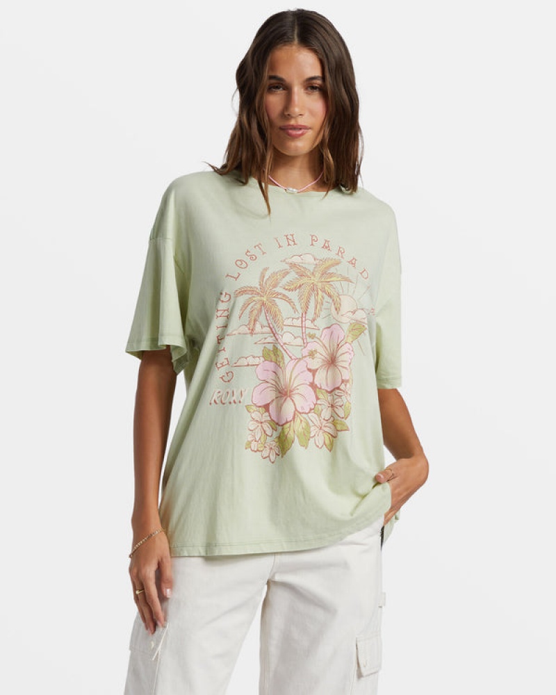 Roxy Hibiscus Paradise Oversized Boyfriend T-shirts | 48379-NTOE