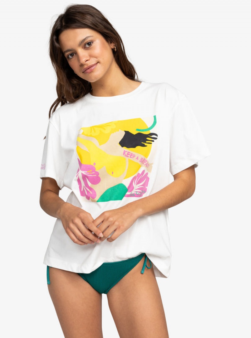 Roxy Keep A Breast Day T-shirts | 86275-HFQM