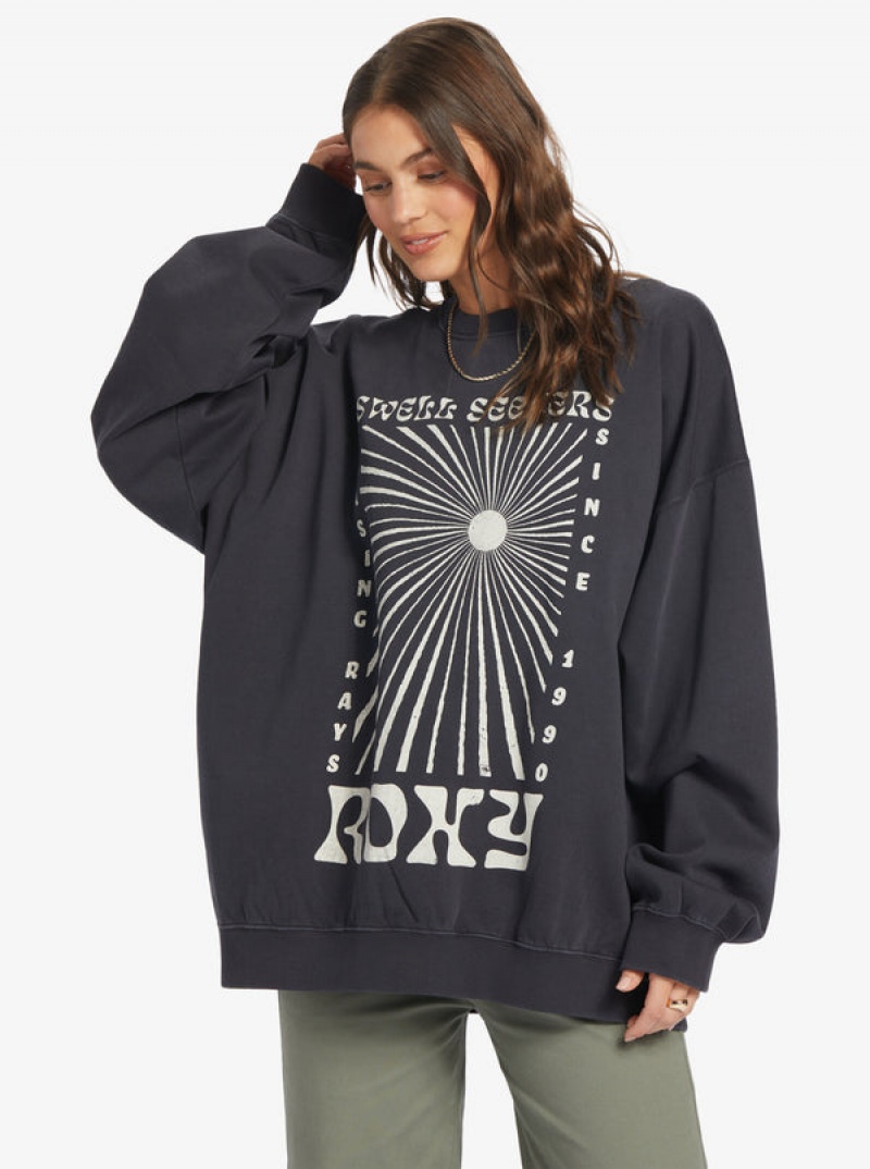 Roxy Lineup Oversized Crew Neck Hoodie | 08759-QXDP